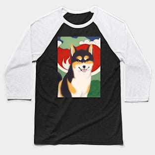 Shiba inu ukiyo-e design Baseball T-Shirt